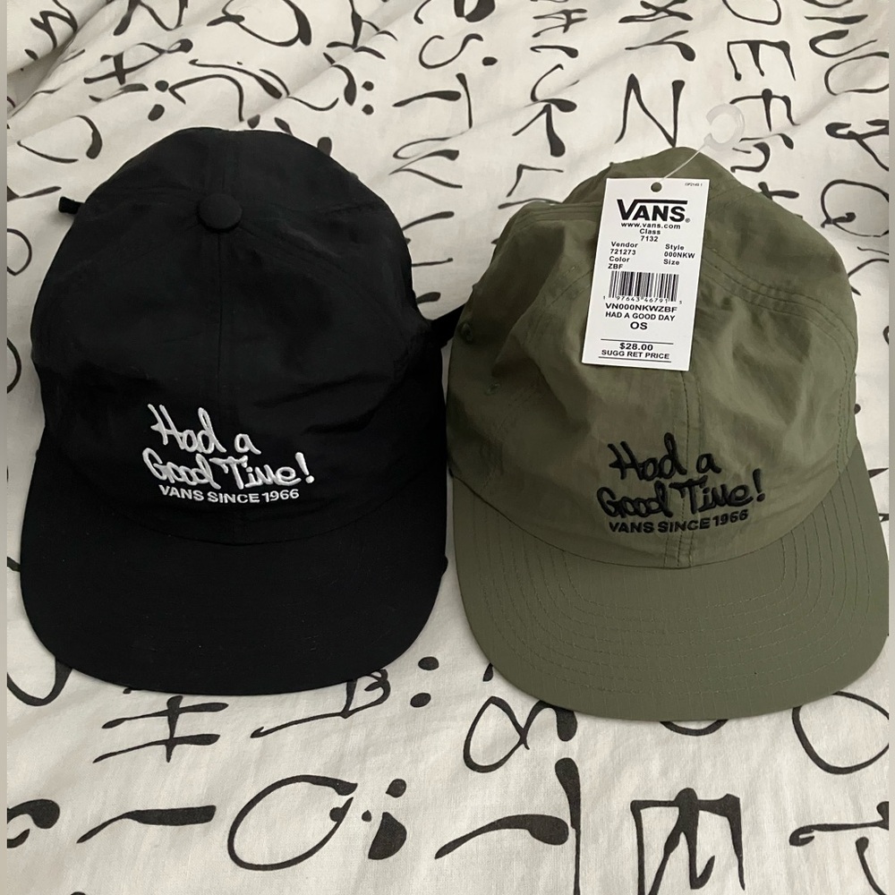 NWT Vans Black and Olive Green Caps